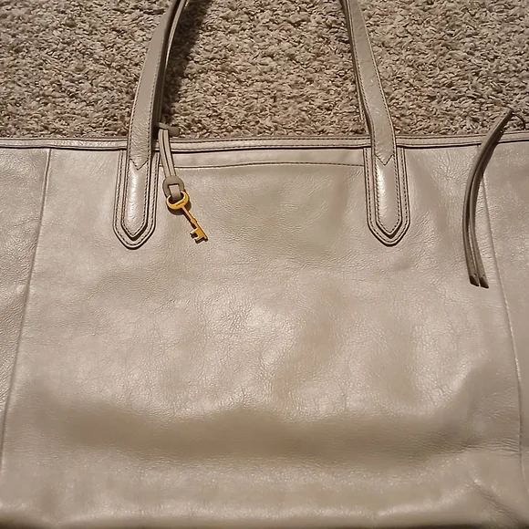 👜 Fossil Leather Tote BagTaupe/BeigeClassic Work & Everyday Carry